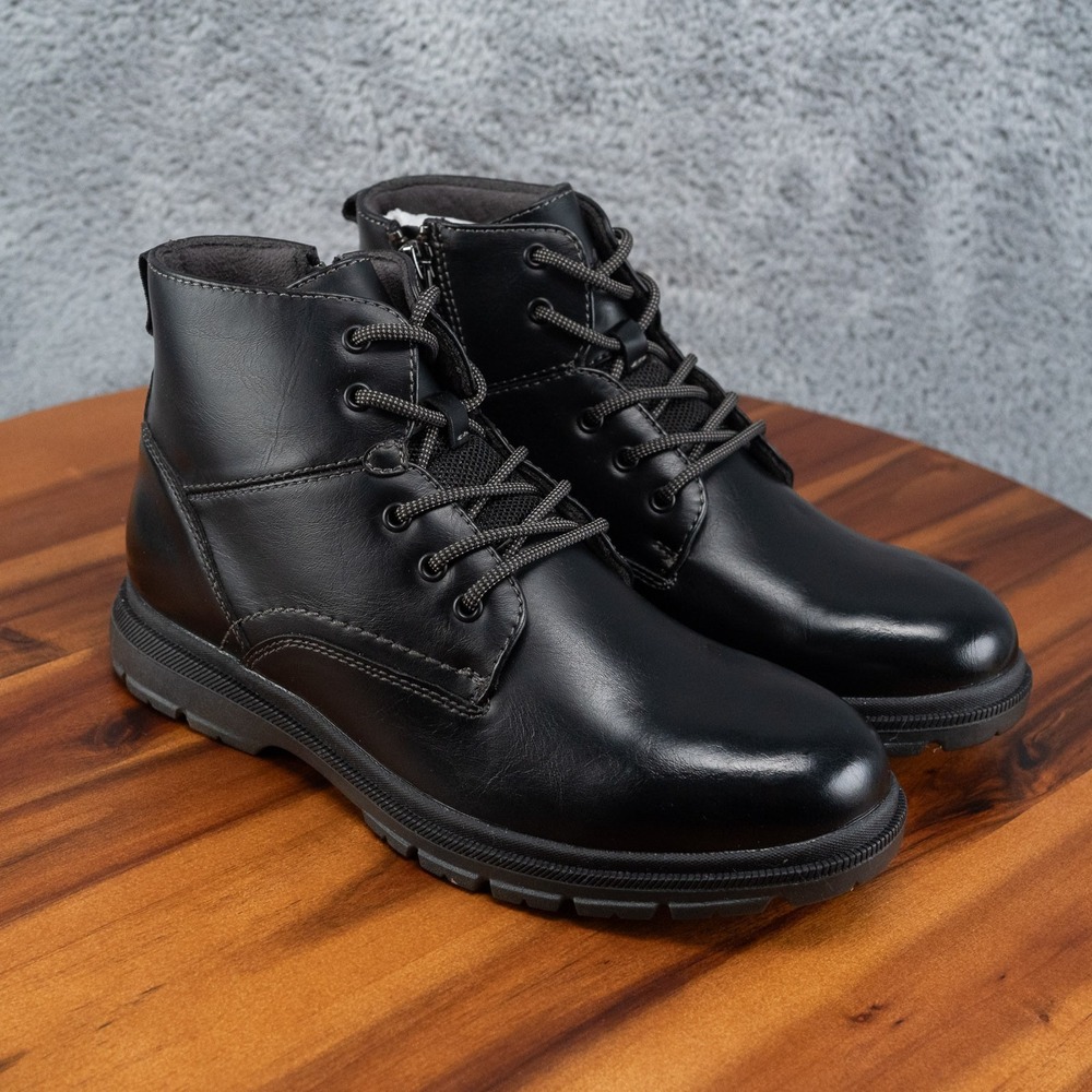 NEW Florsheim Boys Lace Up Lookout Jr. Plain Toe Bootie Black Size 4M
